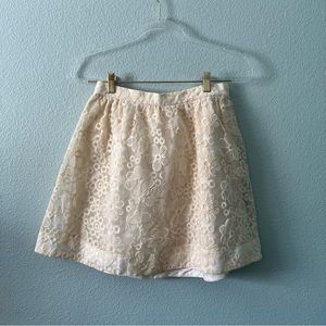Rhyme Los Angeles Cream Stitched Flower Mini Skirt